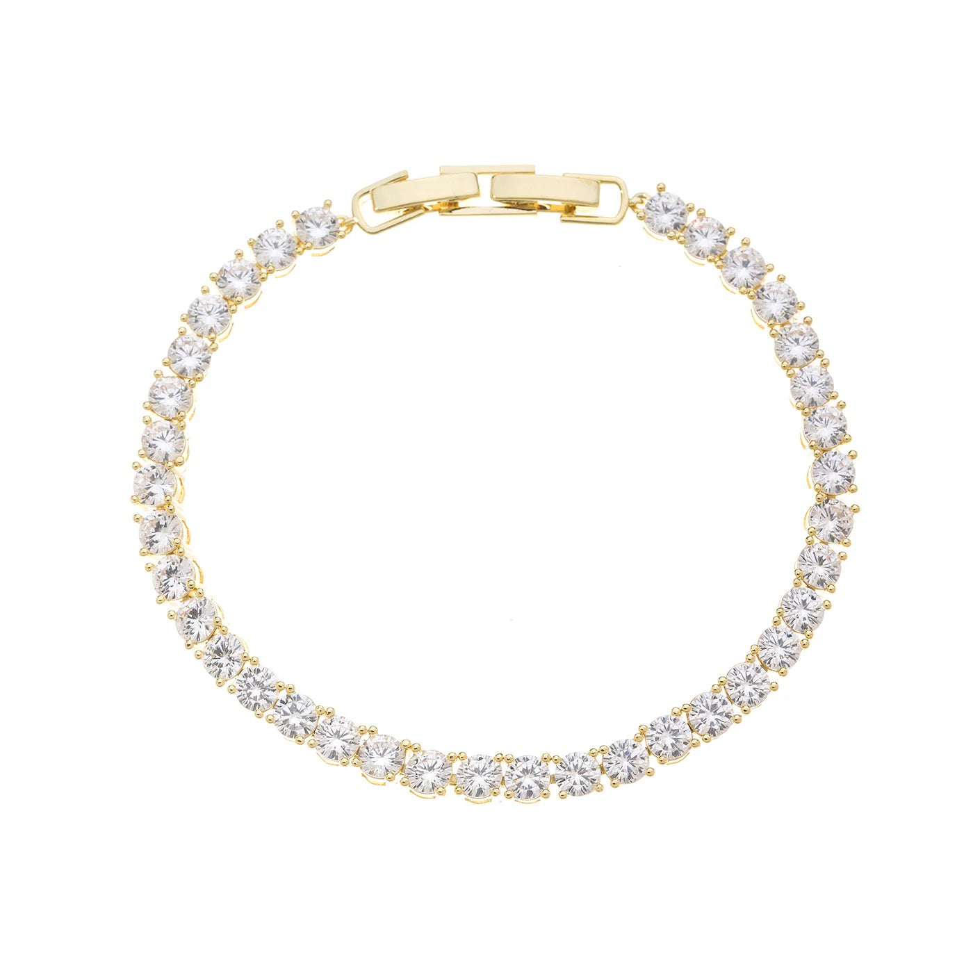Park Lane Cubic Zirconia Crystal Tennis Chain Bracelet - Gold