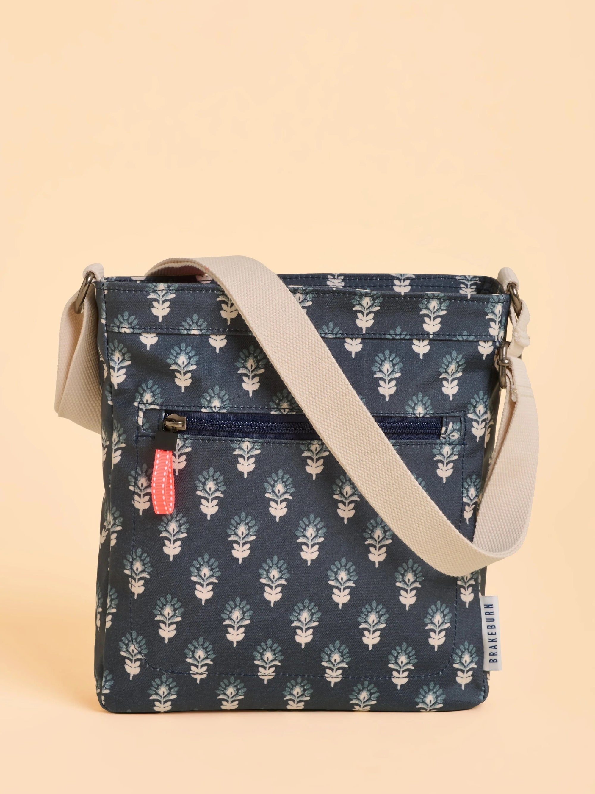 Brakeburn Henna Print Canvas Portrait Crossbody Bag - Navy
