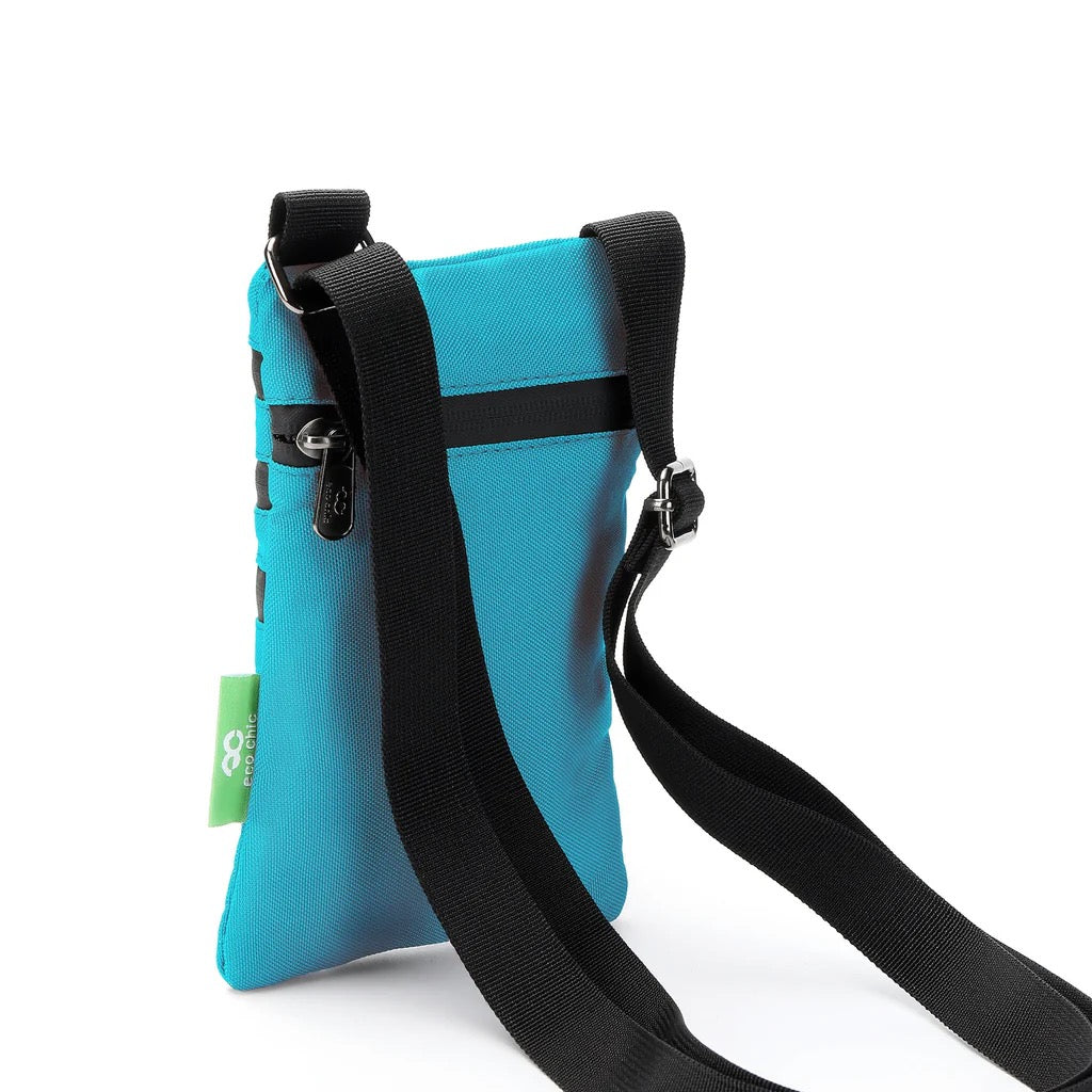 Eco Chic Recycled Phone Canvas Crossbody Bag - Bright Teal Blue