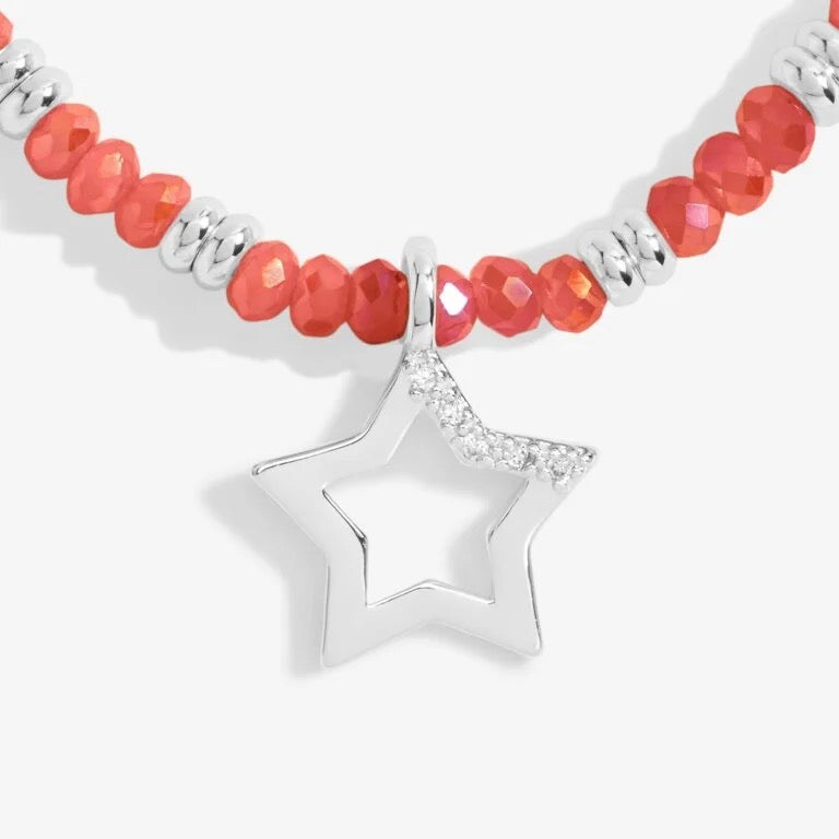 Joma Jewellery - Boho Beads Star Bracelet -Coral & Silver