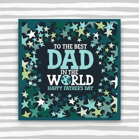 Molly Mae Best Dad in the World Fathers Day Multi Green Stars Card