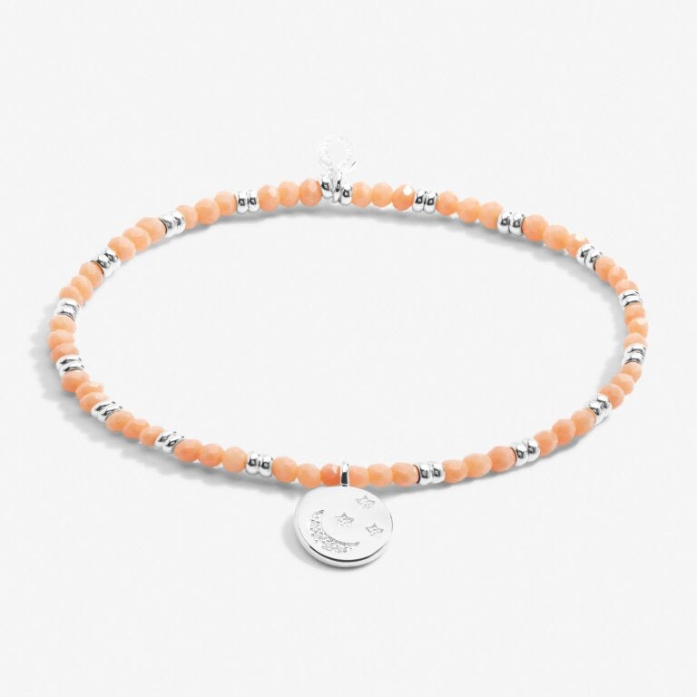 Joma Jewellery - Boho Beads Crystal Moon Bracelet -Pale Orange & Silver