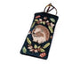 POM Dark Teal Velvet Hedgehog & Autumn Leaves Embroidered Glasses Case Pouch