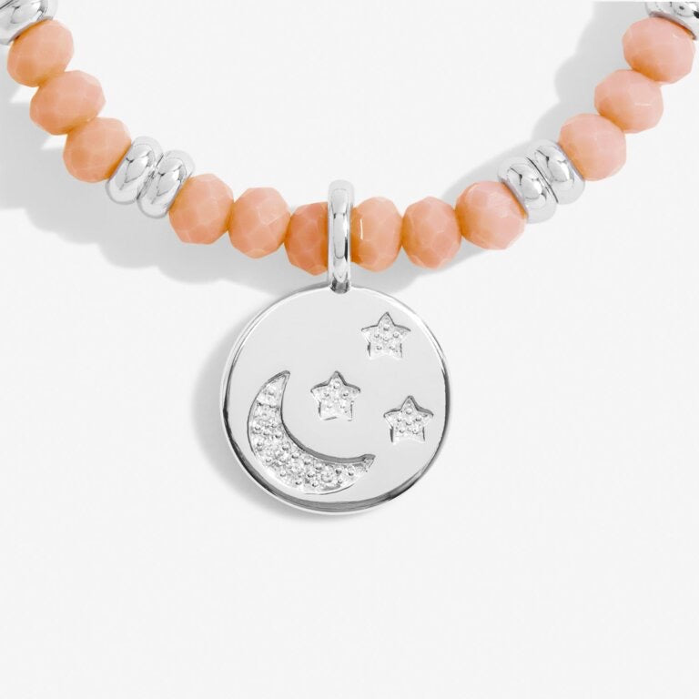 Joma Jewellery - Boho Beads Crystal Moon Bracelet -Pale Orange & Silver