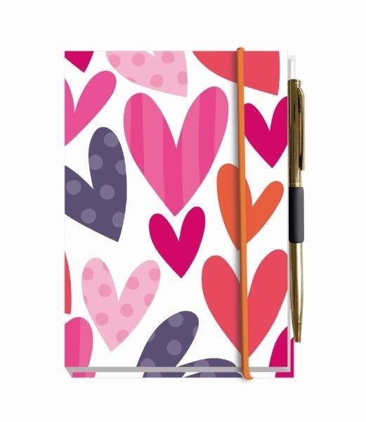 Belly Button Pink Multi Big Hearts Pocket Notebook with Pen