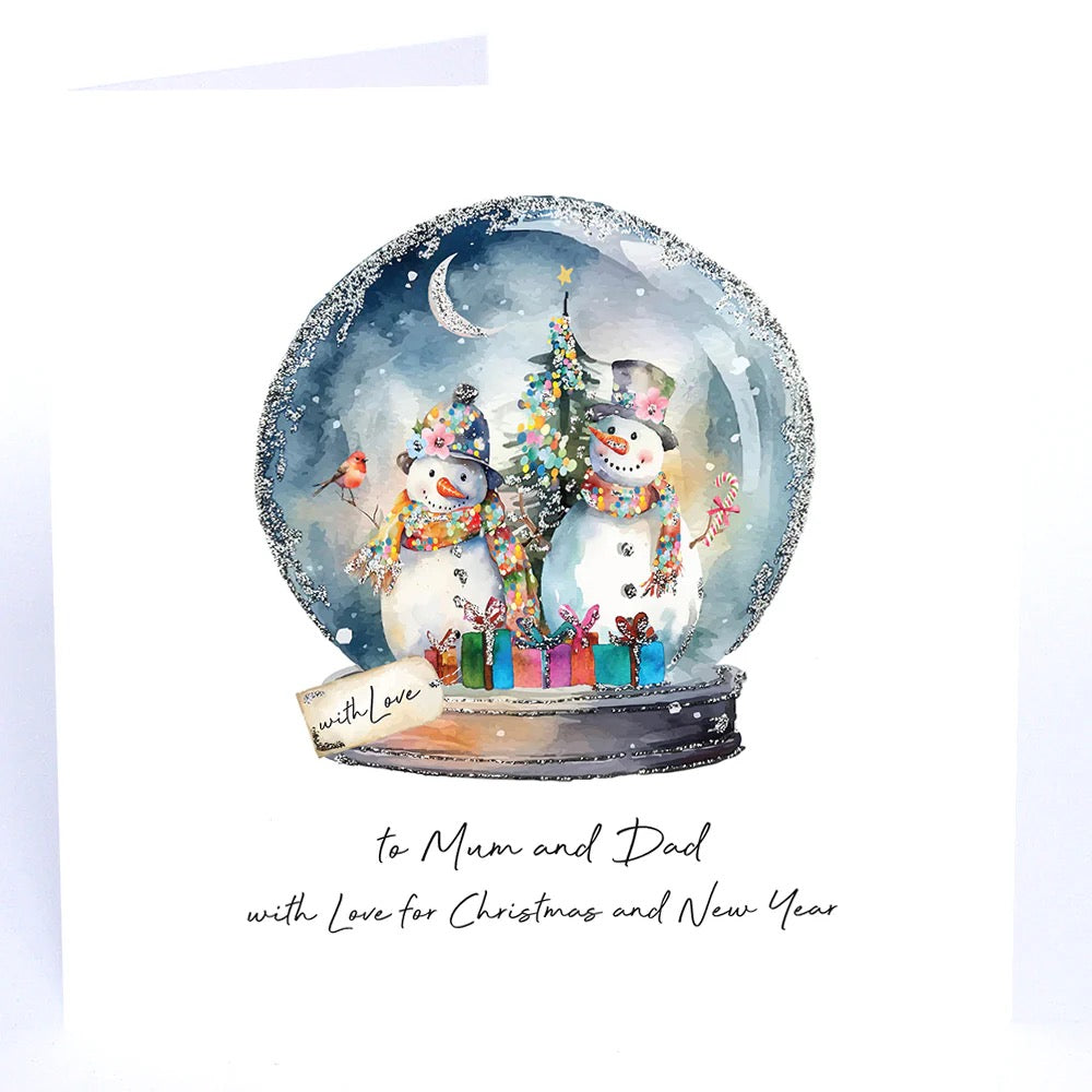 Five Dollar Shake - Mum & Dad Snowman Snowglobe - LARGE Christmas Card