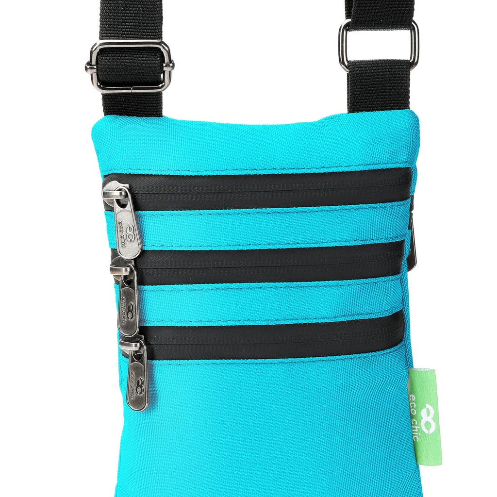 Eco Chic Recycled Phone Canvas Crossbody Bag - Bright Teal Blue
