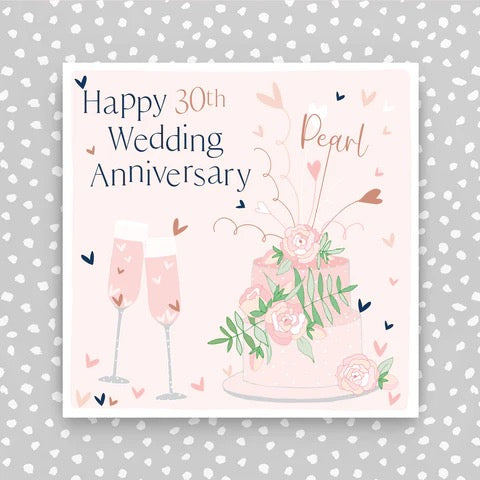Molly Mae Happy 30th Pearl Anniversary Cake & Glasses Pastel Card