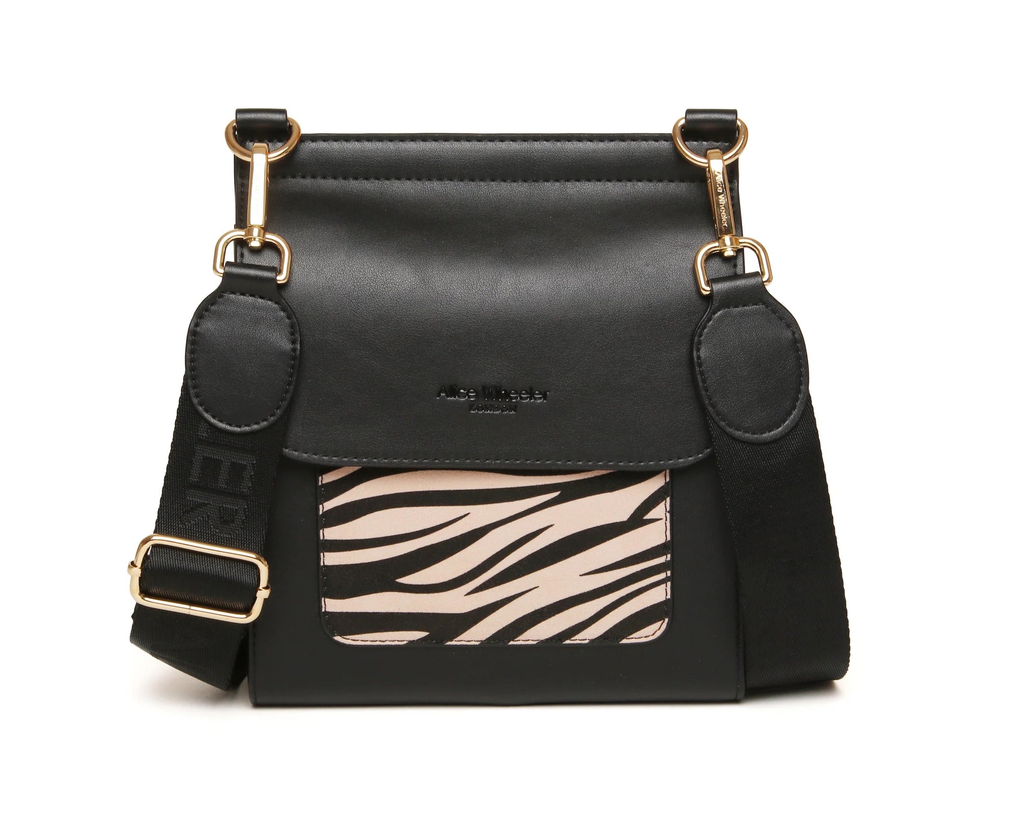 Alice Wheeler Dark Zebra Animal Print Bloomsbury Crossbody Bag - Black