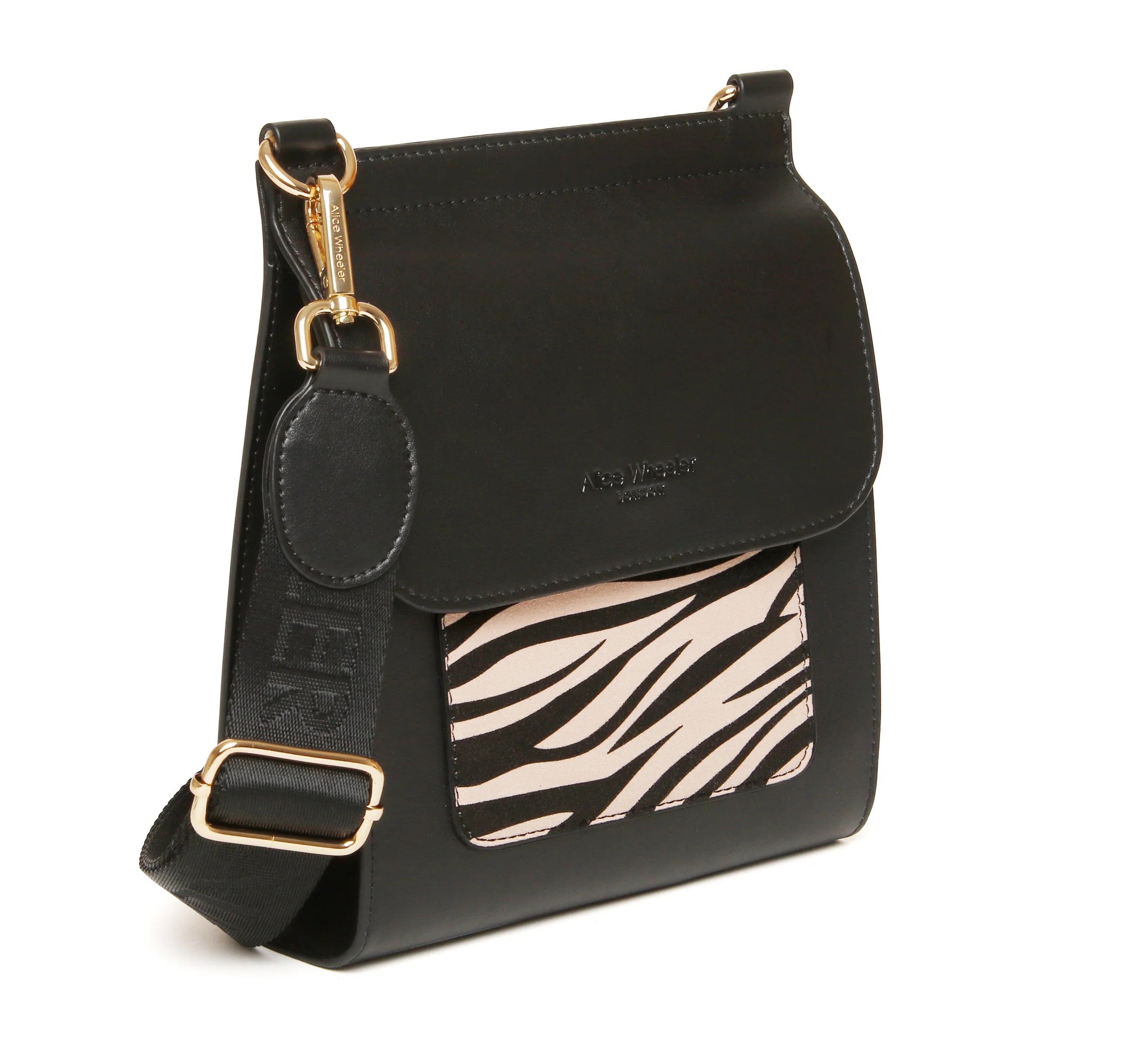 Alice Wheeler Dark Zebra Animal Print Bloomsbury Crossbody Bag - Black