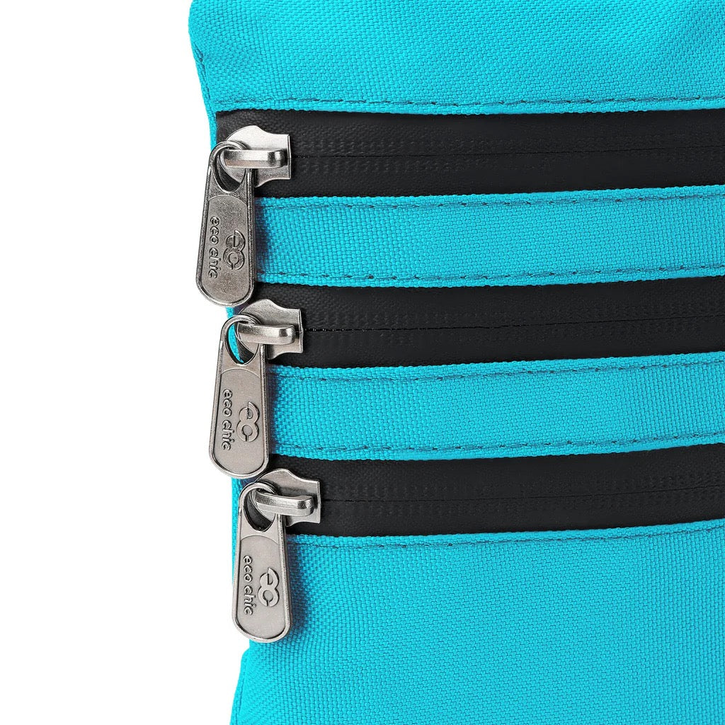 Eco Chic Recycled Phone Canvas Crossbody Bag - Bright Teal Blue