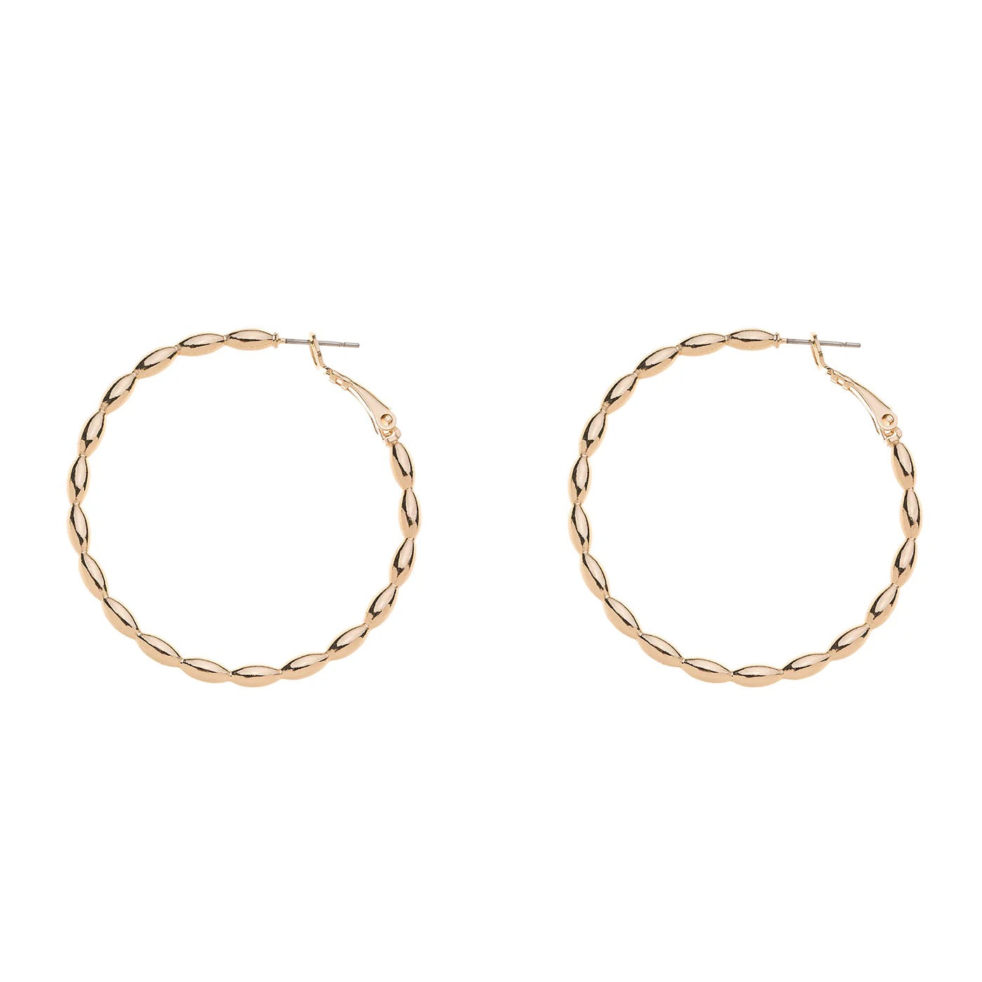 Park Lane - Rice Bead Large Hoop Earrings - Gold