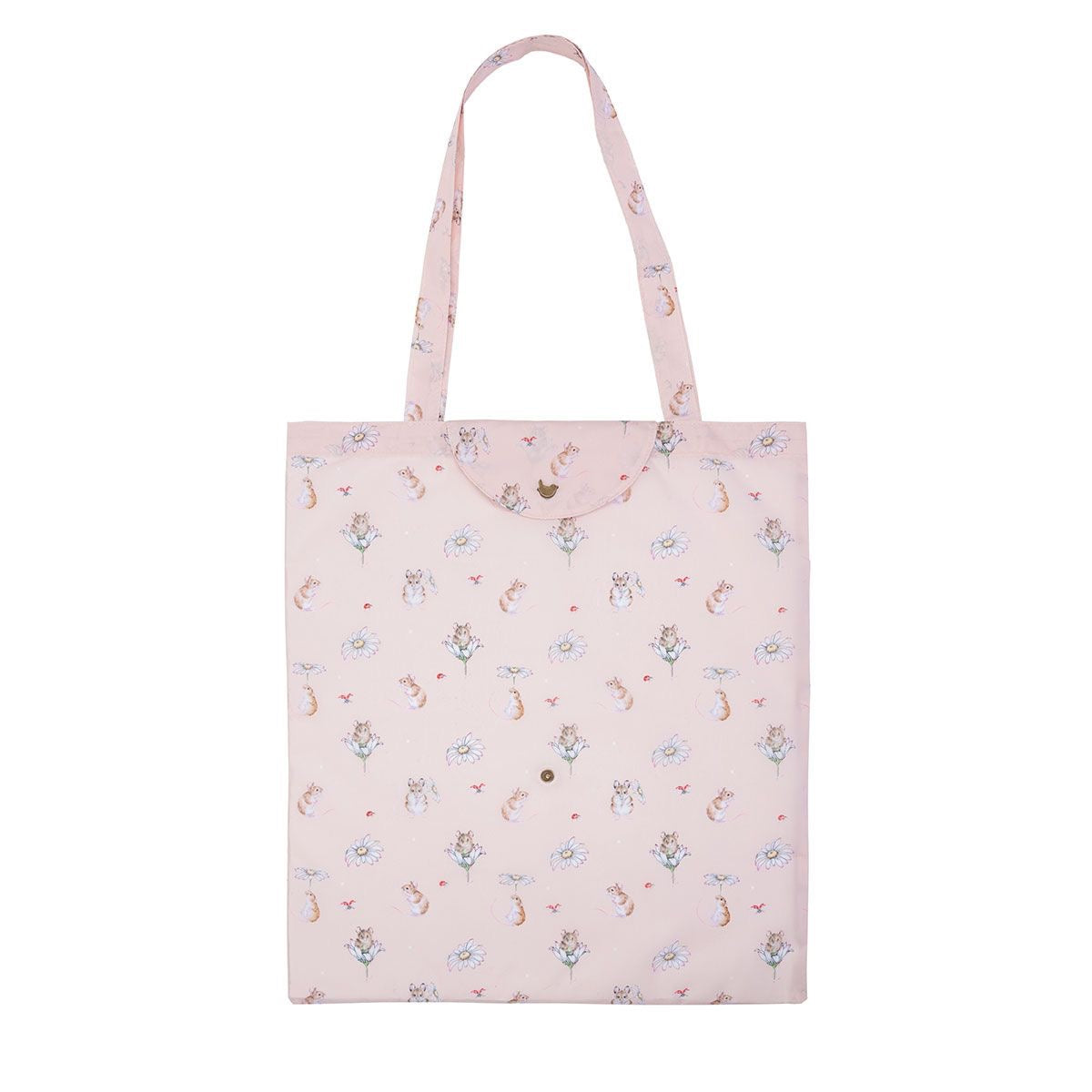 'Oops a Daisy' Mouse Pink Fold Up Shopping Bag - Wrendale Designs