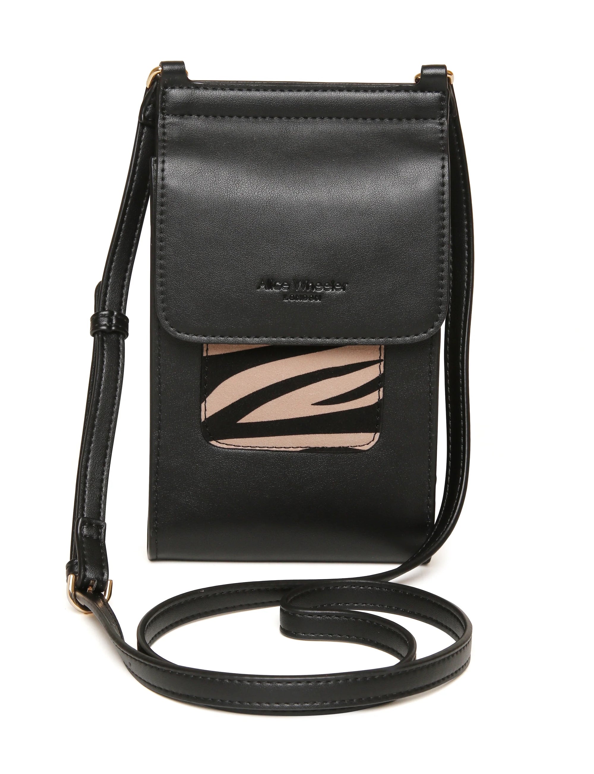 Alice Wheeler Dark Zebra Mini Bloomsbury Phone Crossbody Bag - Black