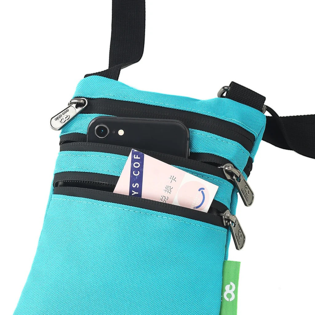 Eco Chic Recycled Phone Canvas Crossbody Bag - Bright Teal Blue