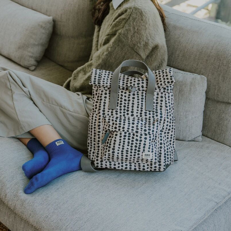 Roka Canfield B Backpack-Recycled Canvas - SMALL - Linear Dot (Limited Edition)