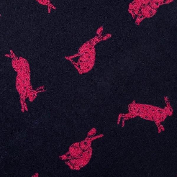 Navy & Fuchsia Pink Hare Reversible Tassel Scarf - Cashmere Blend