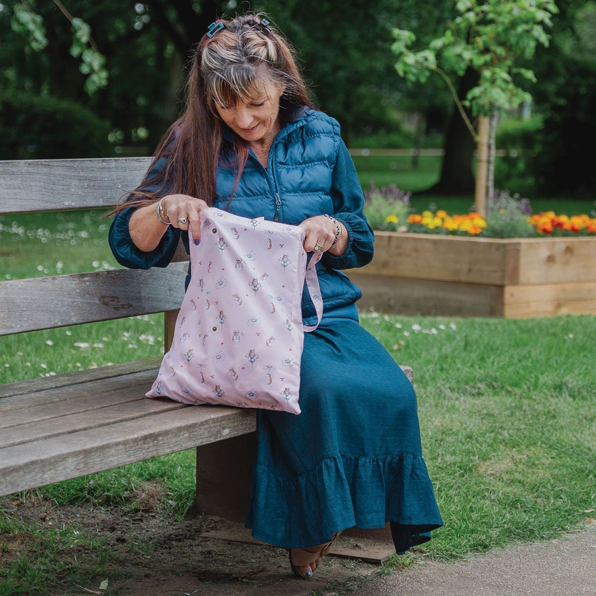 'Oops a Daisy' Mouse Pink Fold Up Shopping Bag - Wrendale Designs