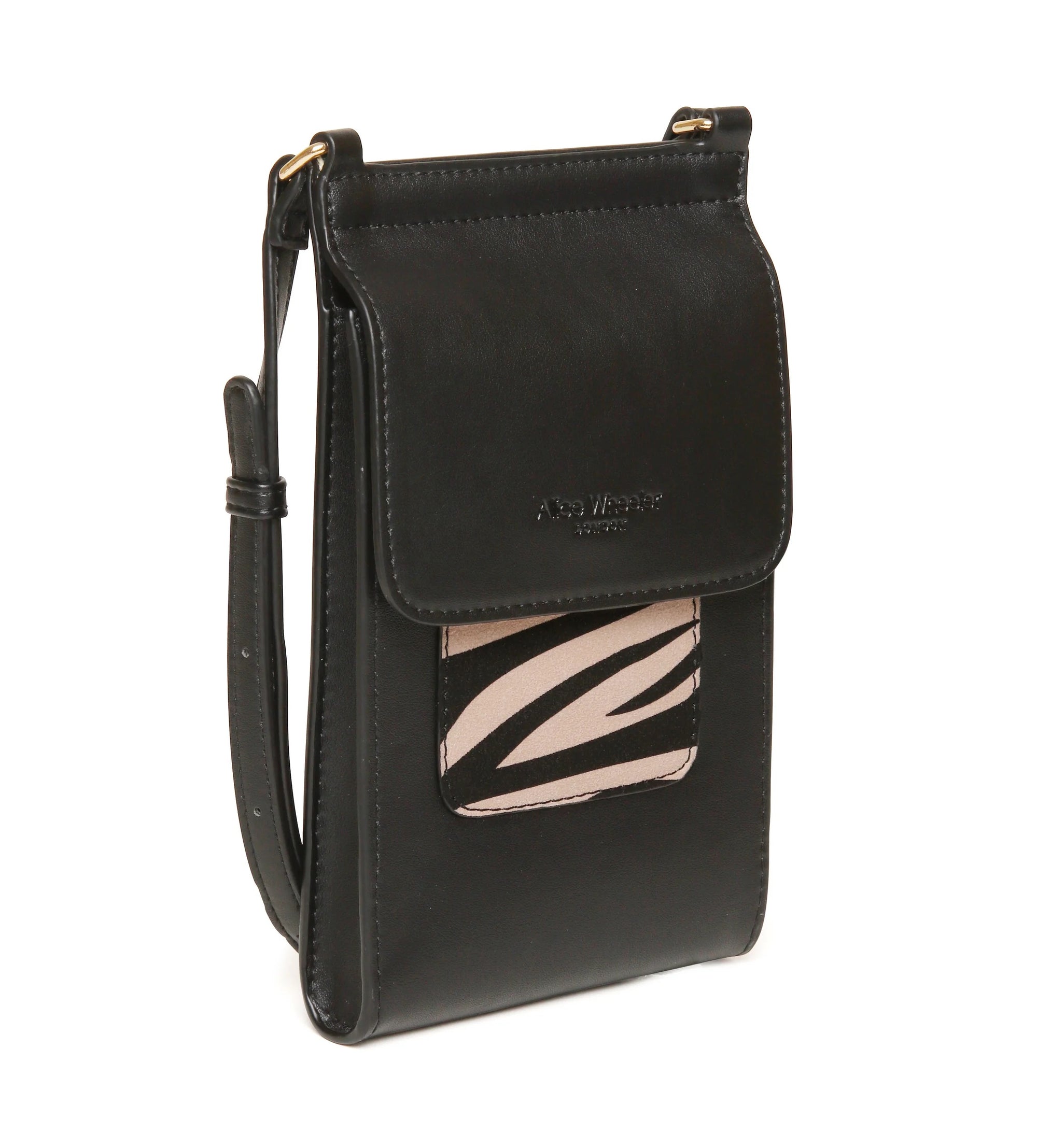 Alice Wheeler Dark Zebra Mini Bloomsbury Phone Crossbody Bag - Black