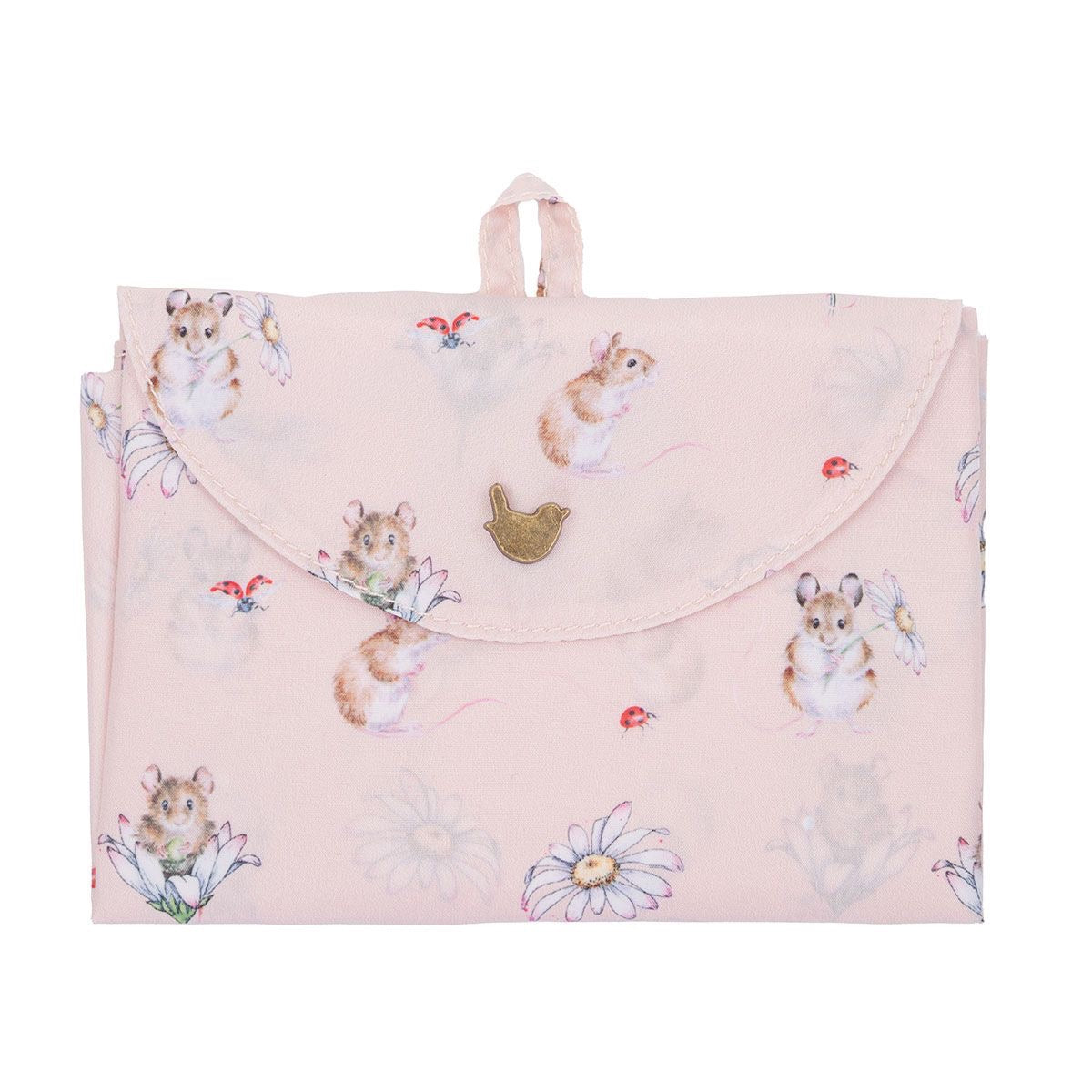 'Oops a Daisy' Mouse Pink Fold Up Shopping Bag - Wrendale Designs