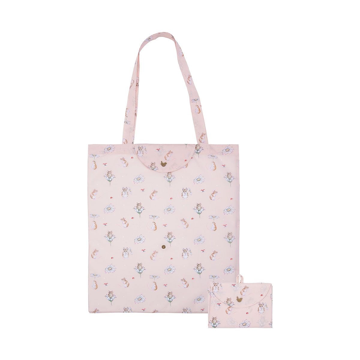 'Oops a Daisy' Mouse Pink Fold Up Shopping Bag - Wrendale Designs