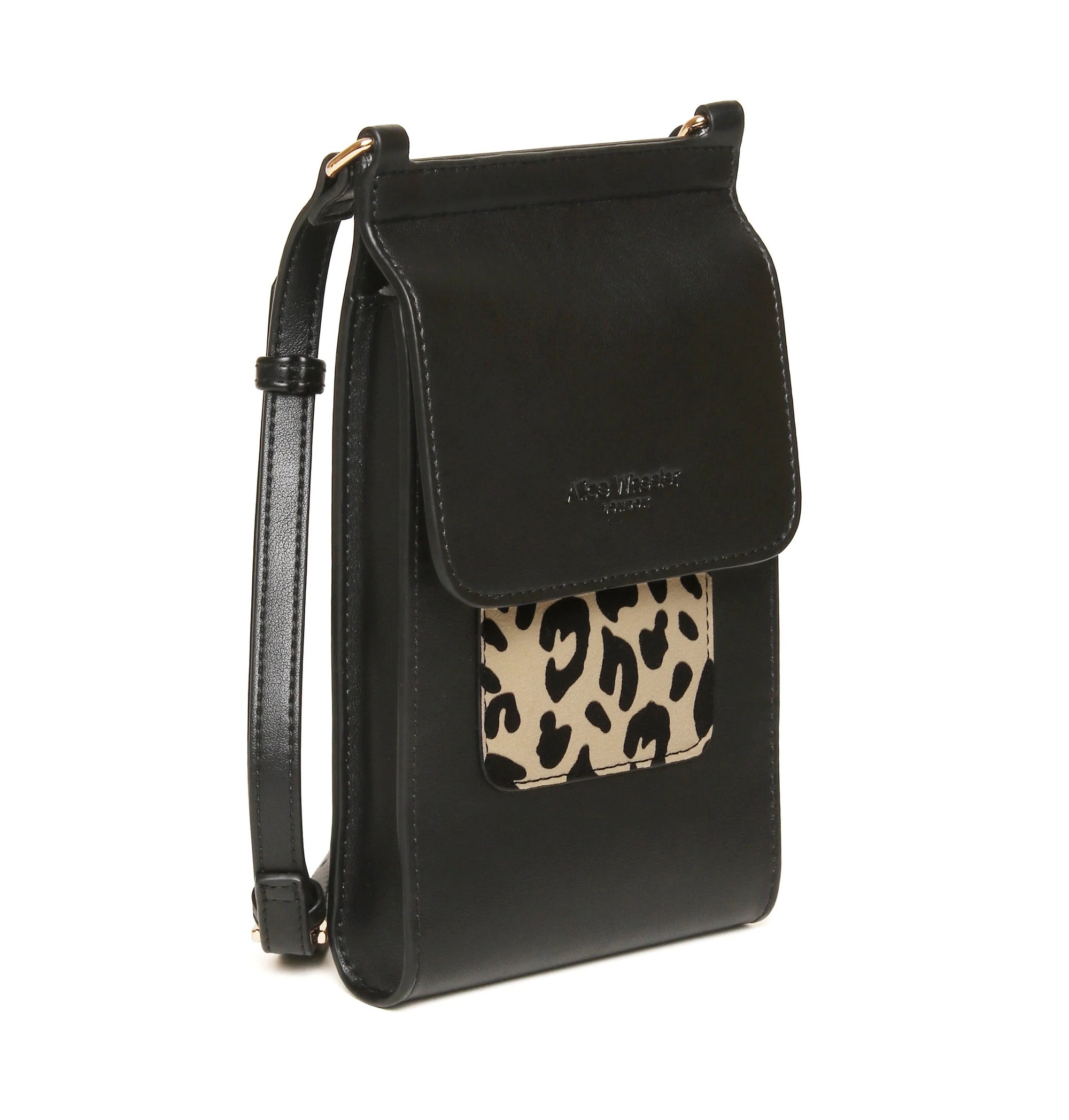 Alice Wheeler Light Leopard - Mini Bloomsbury Crossbody Bag - Black