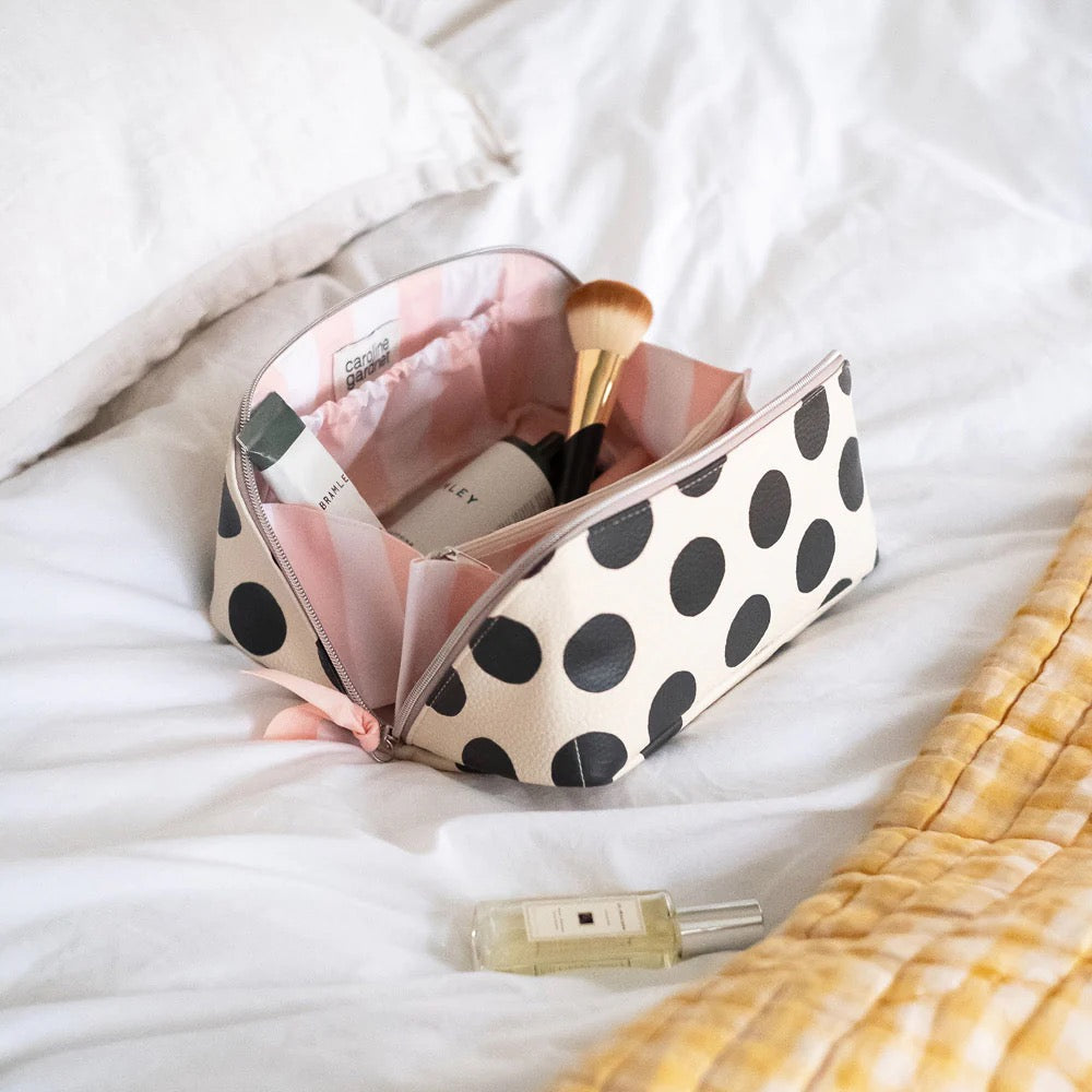 Caroline Gardner - Monochrome Spots - Flat Lay Washbag