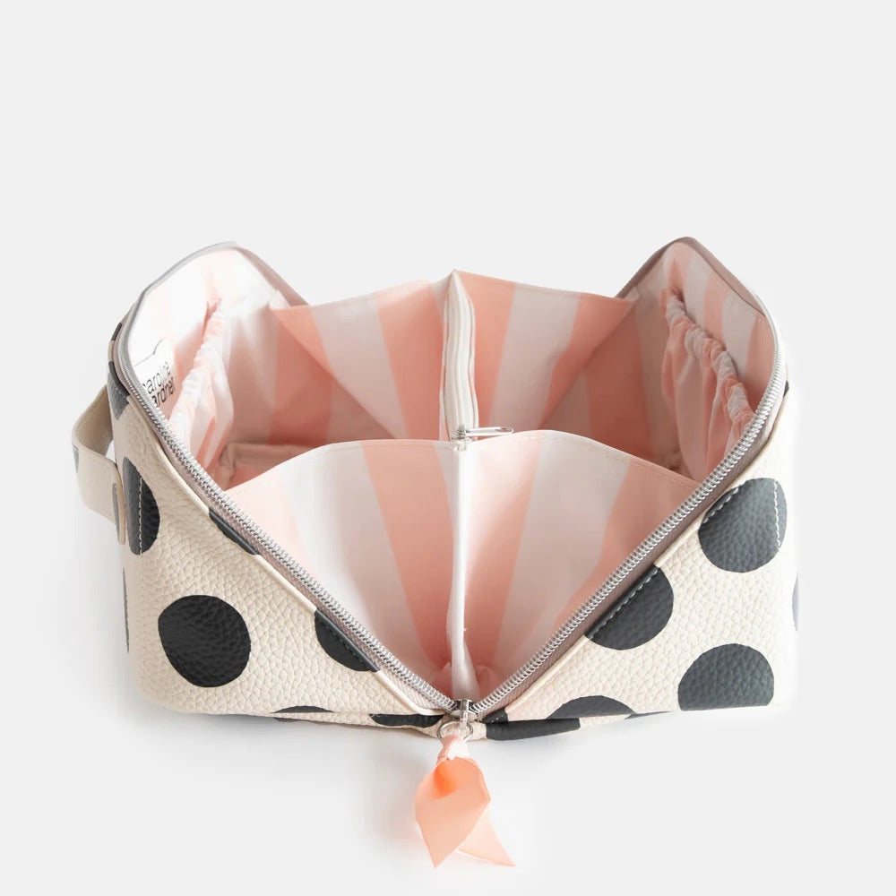 Caroline Gardner - Monochrome Spots - Flat Lay Washbag