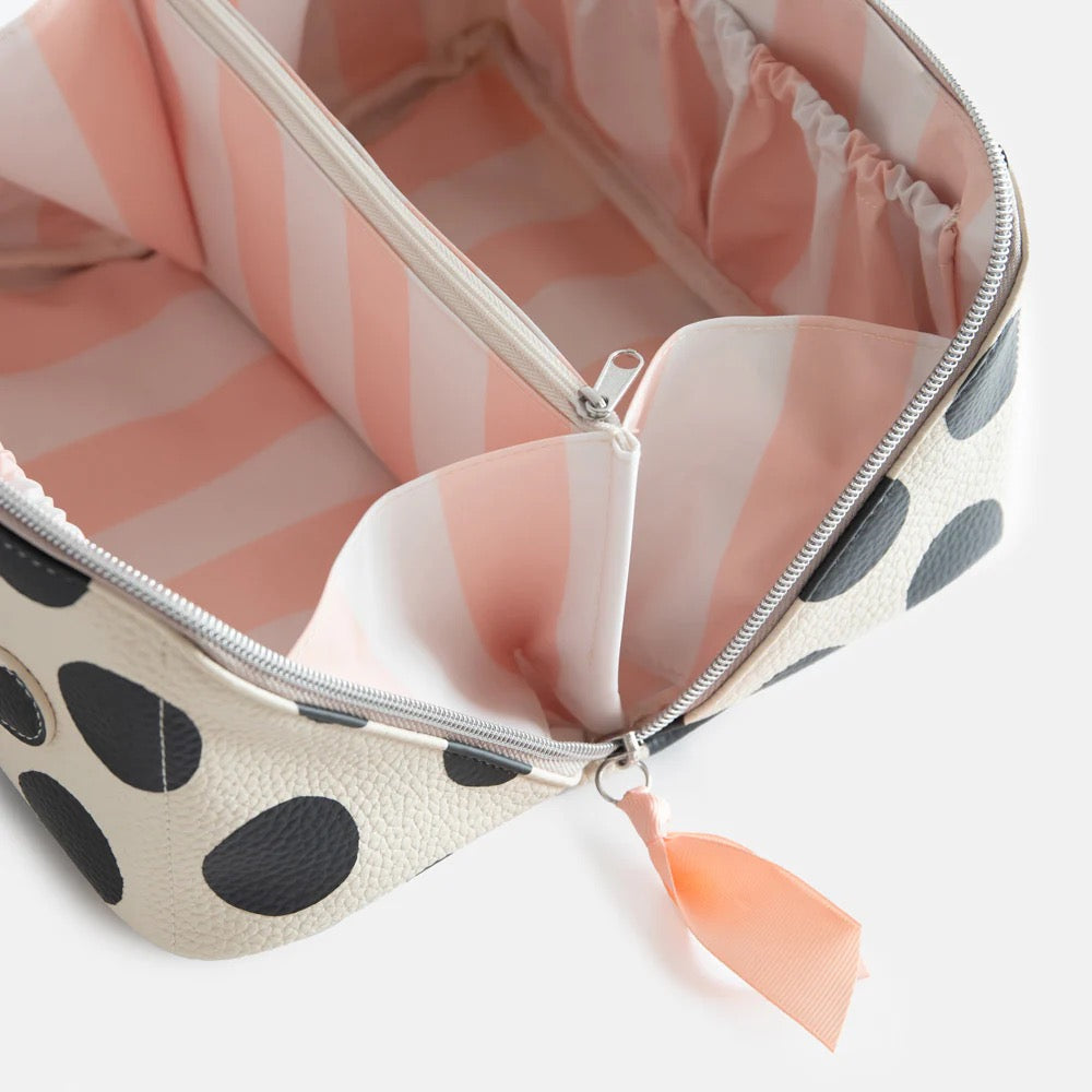 Caroline Gardner - Monochrome Spots - Flat Lay Washbag