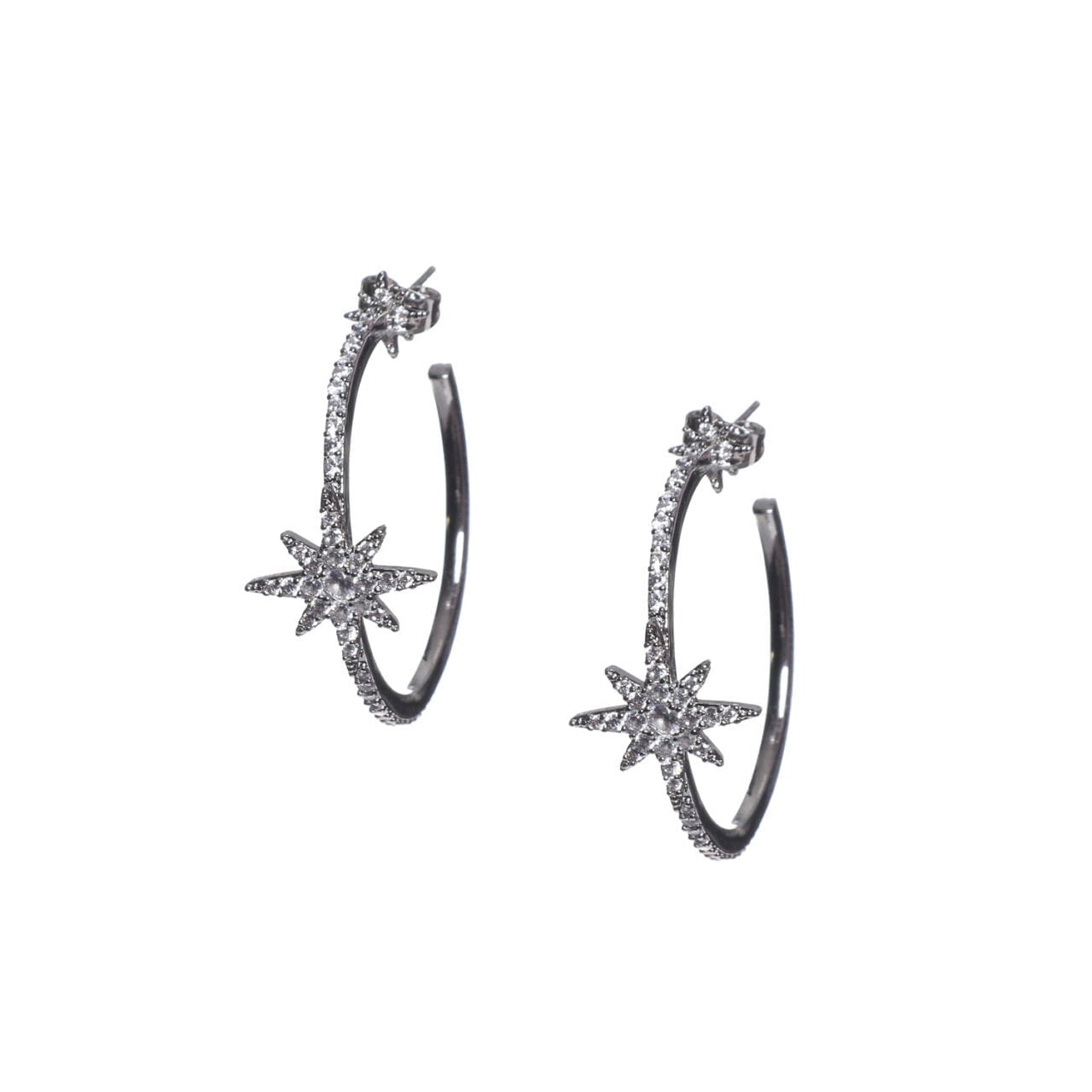 Zelly Beatrice Constellation Star Large Hoop Earrings - Silver