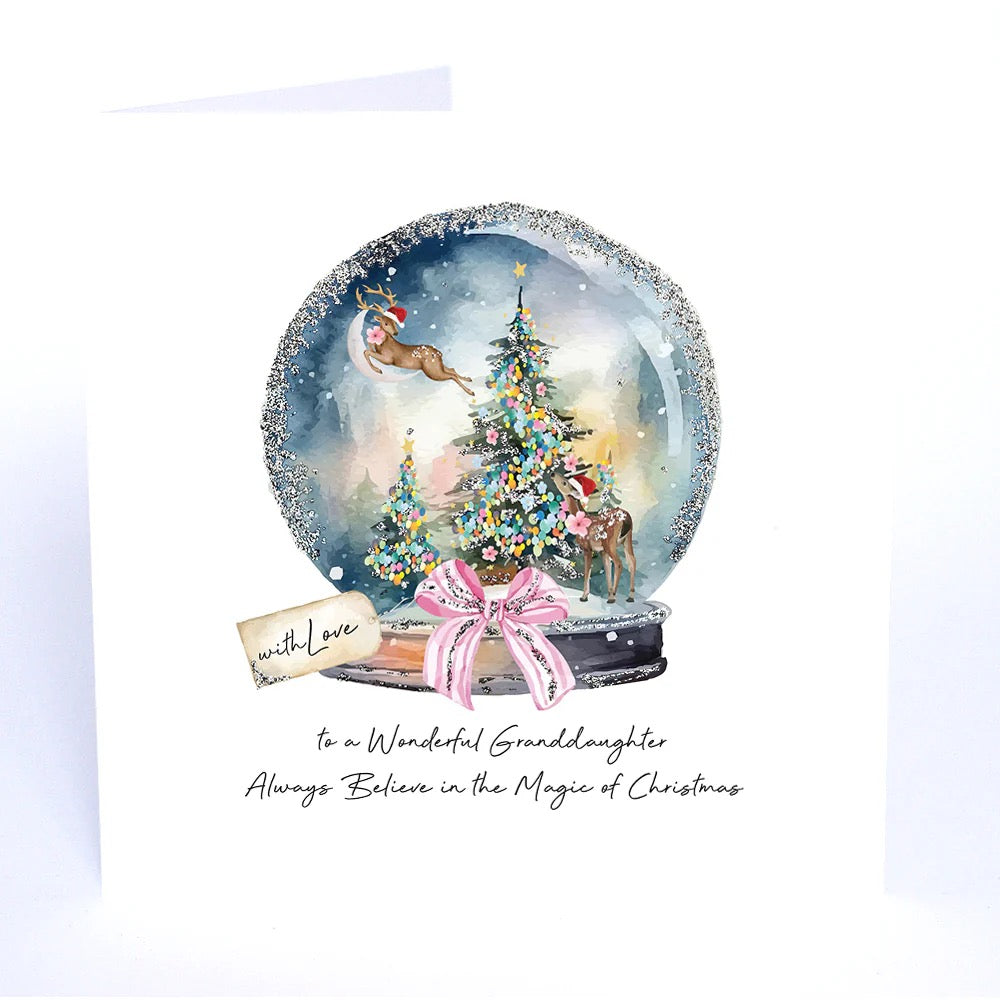 Five Dollar Shake - Wonderful Granddaughter Reindeer Snowglobe - Christmas Card