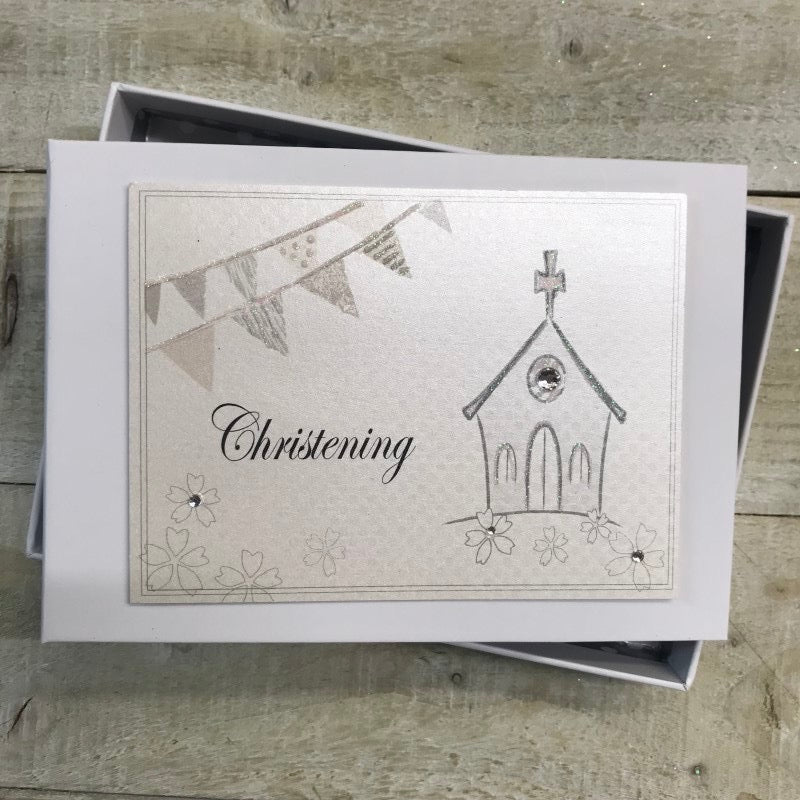 Christening Mini Photo Album - White Cotton Cards