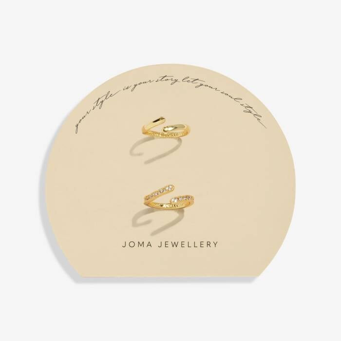 Joma Jewellery Soul Shine Organic Wave Ring Stack - Gold Plated - Set of 2