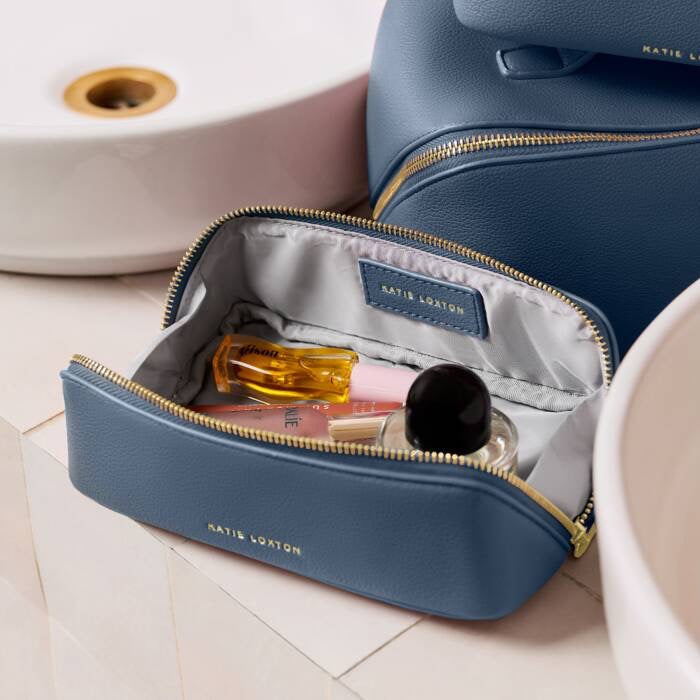 Katie Loxton Small Slim Make Up Bag/Case - Navy Blue