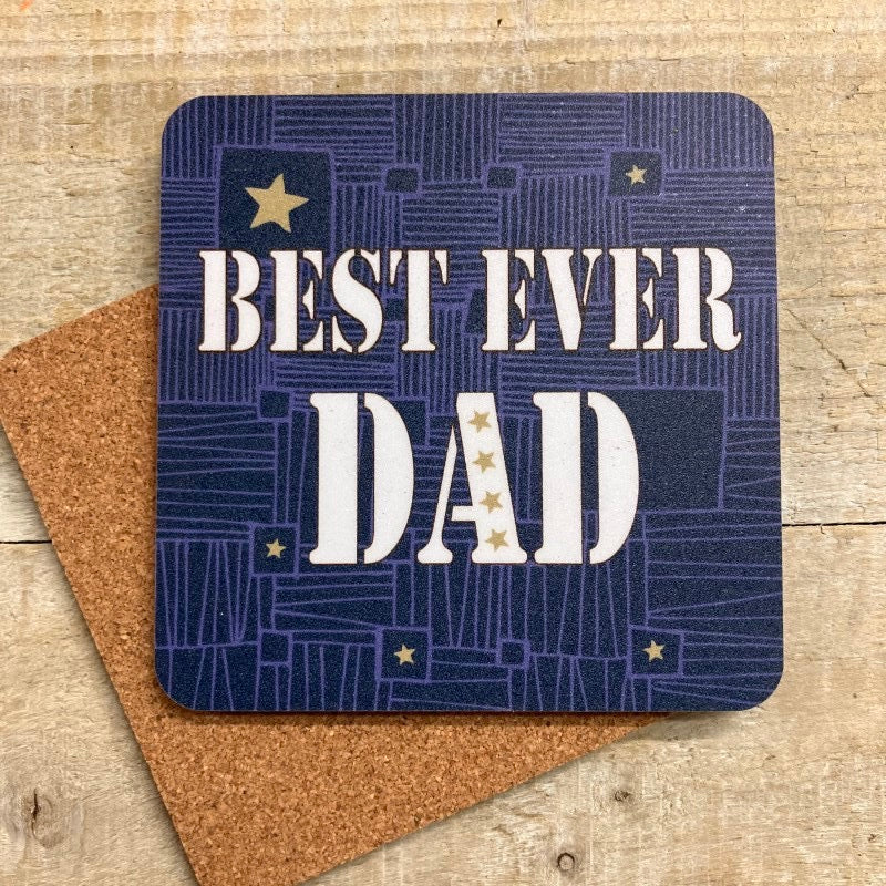 Best Dad Ever Blue Coaster - White Cotton Cards