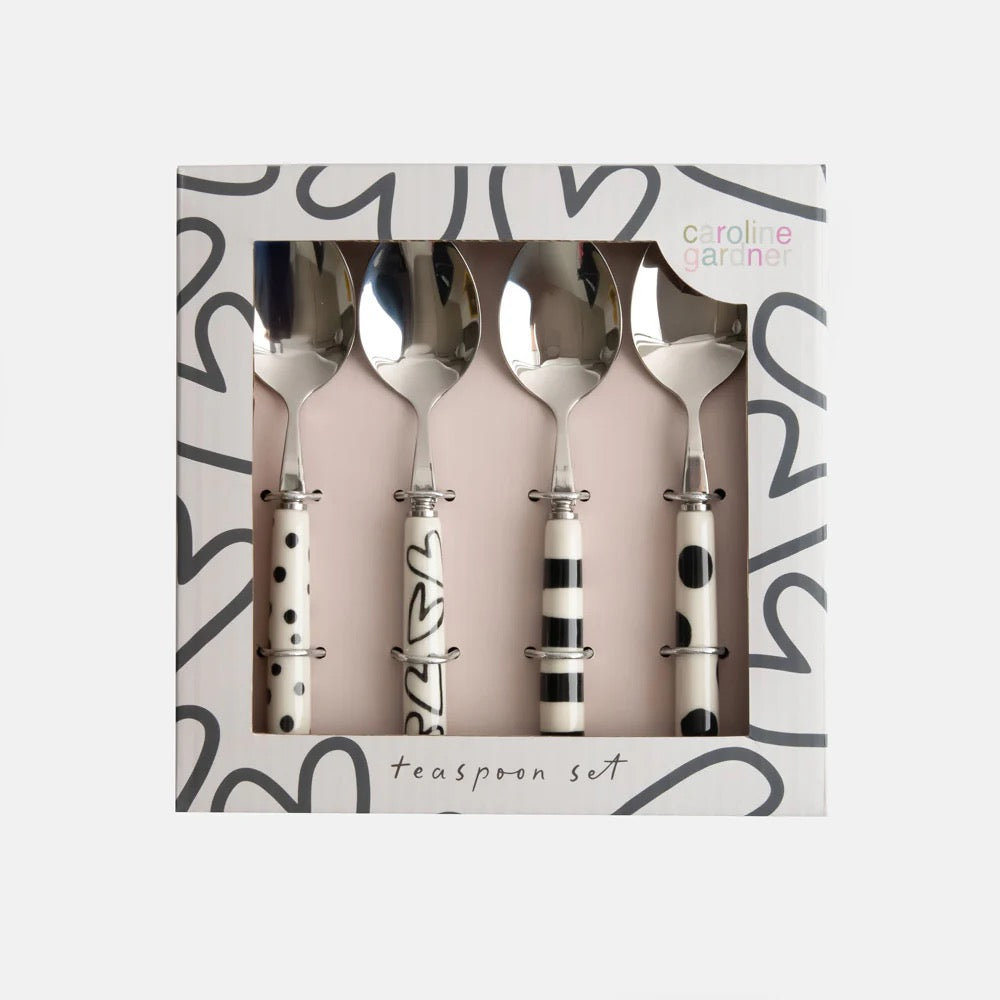 Caroline Gardner Monochrome Print Teaspoons (set of 4)