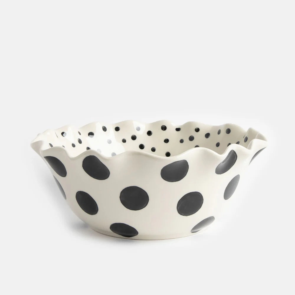 Caroline Gardner Mono Spots Scalloped Edge Bowl