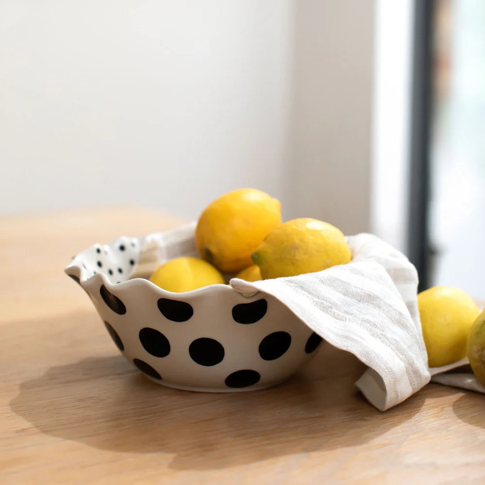 Caroline Gardner Mono Spots Scalloped Edge Bowl