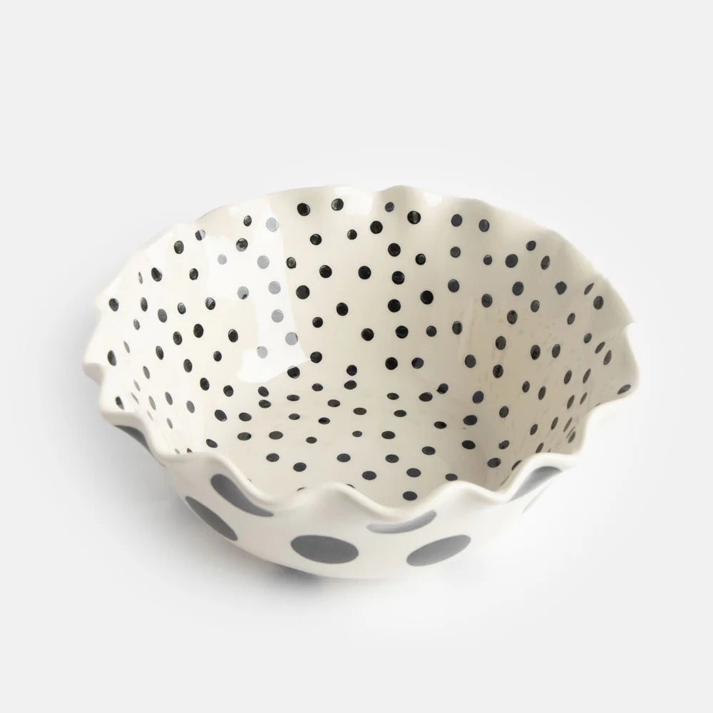 Caroline Gardner Mono Spots Scalloped Edge Bowl