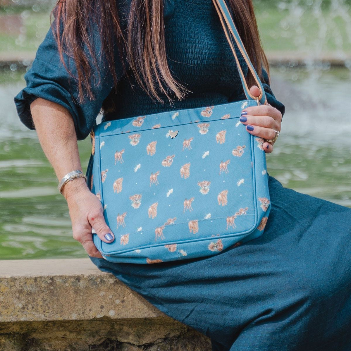 Wrendale Everyday 'Farmyard Friends' Canvas Crossbody Bag - Cow
