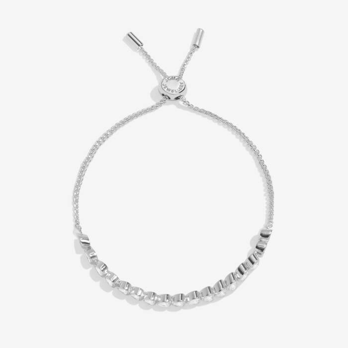 Joma Jewellery Bracelet Bar Heart CZ Tennis Slider Bracelet - Silver Plated