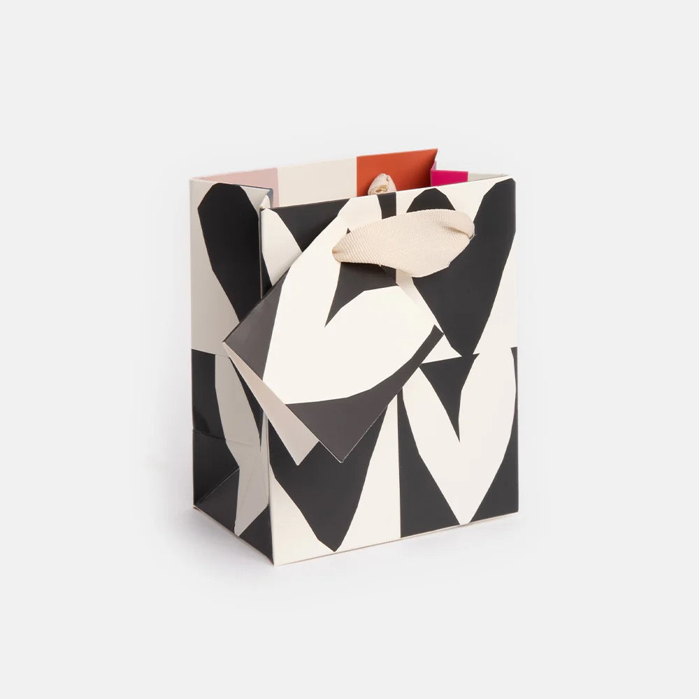 Caroline Gardner Mono Checkmate Heart Small Gift Bag