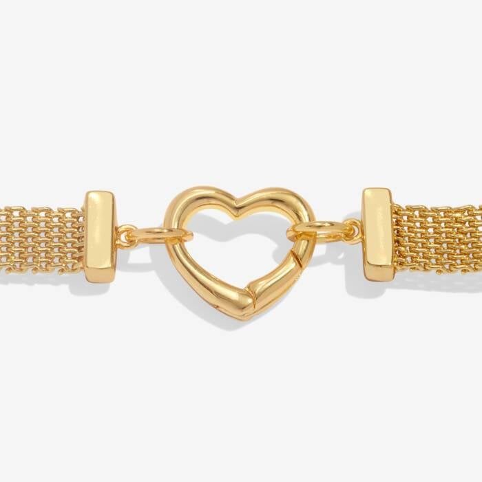 Joma Jewellery Bracelet Bar Gold Mesh Heart Clasp Bracelet - Gold Plated