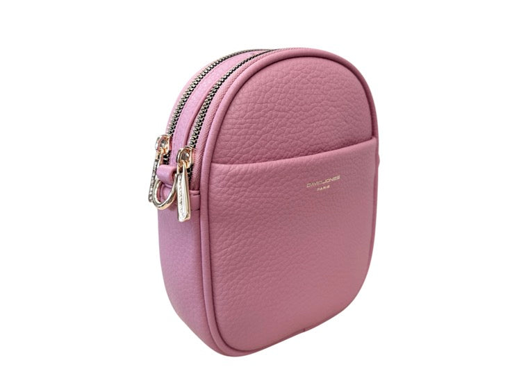 David Jones Double Zip Small Rounded Top Crossbody Bag - Blossom Pink (NV7000-1)