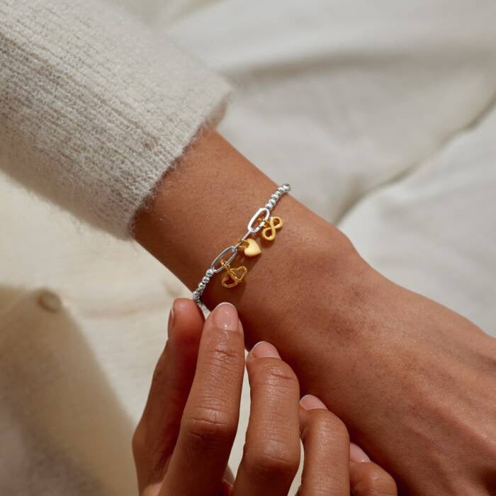 Joma Jewellery Bracelet Bar Infinity Heart Charms Mixed Metals Stretch Bracelet