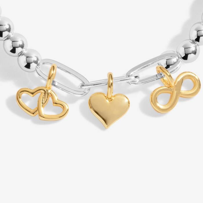 Joma Jewellery Bracelet Bar Infinity Heart Charms Mixed Metals Stretch Bracelet
