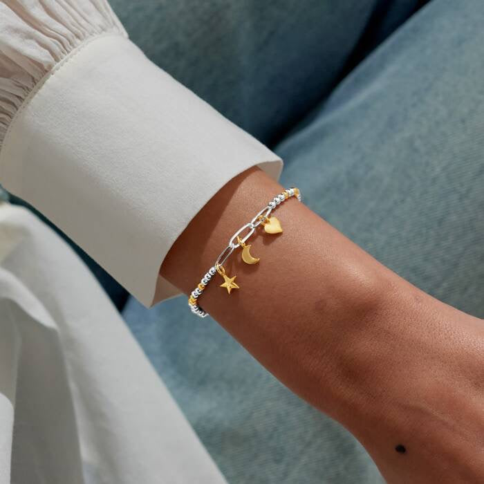 Joma Jewellery Bracelet Bar Celestial Charms Mixed Metals Stretch Bracelet