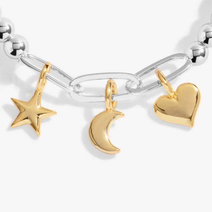 Joma Jewellery Bracelet Bar Celestial Charms Mixed Metals Stretch Bracelet