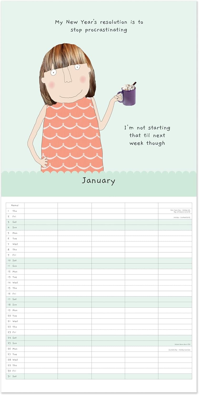Rosie Made a Thing Square Family Calendar 2026