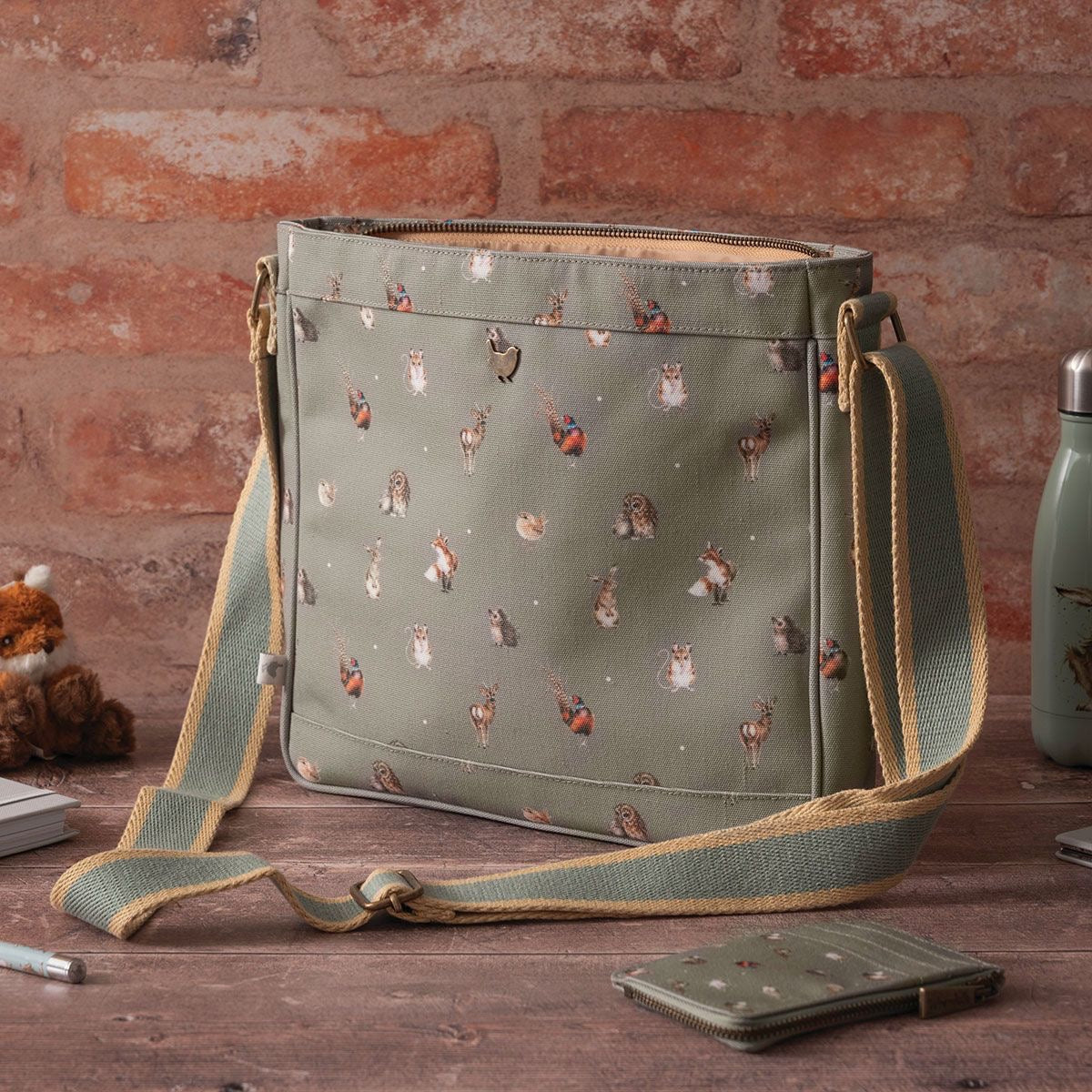 Wrendale Everyday 'Woodlander' Canvas Crossbody Bag - Green